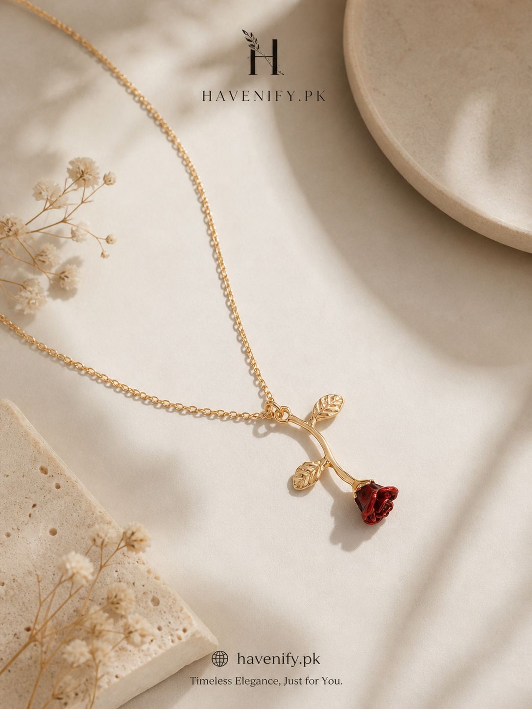 ELEGANT ROSE FLOWER PENDANT