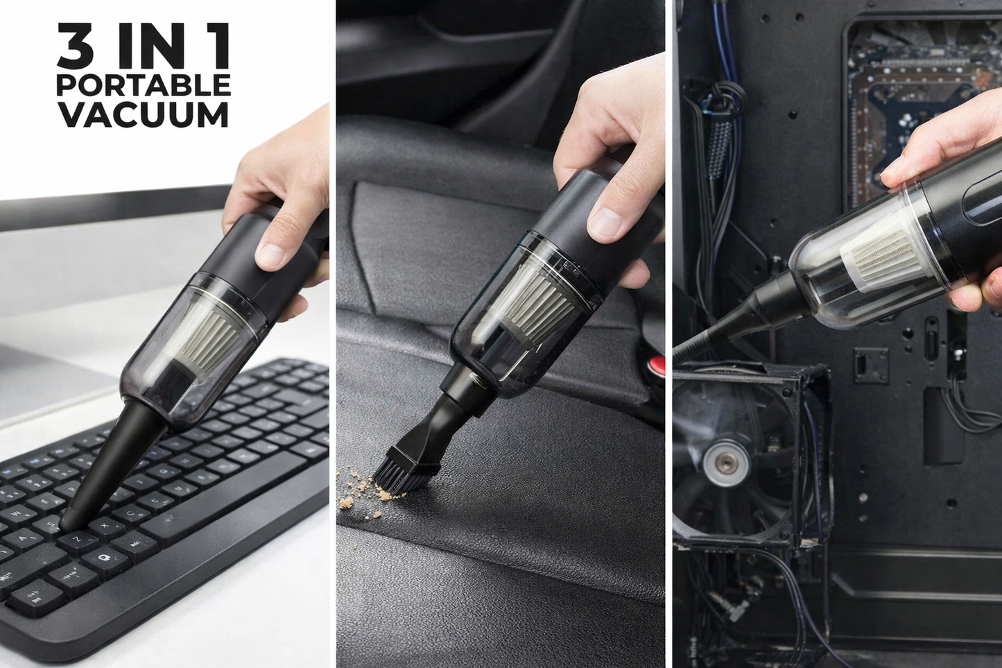 3-in-1 Portable Handheld Vacuum Cleaner for Car, Home & Office Cleaning