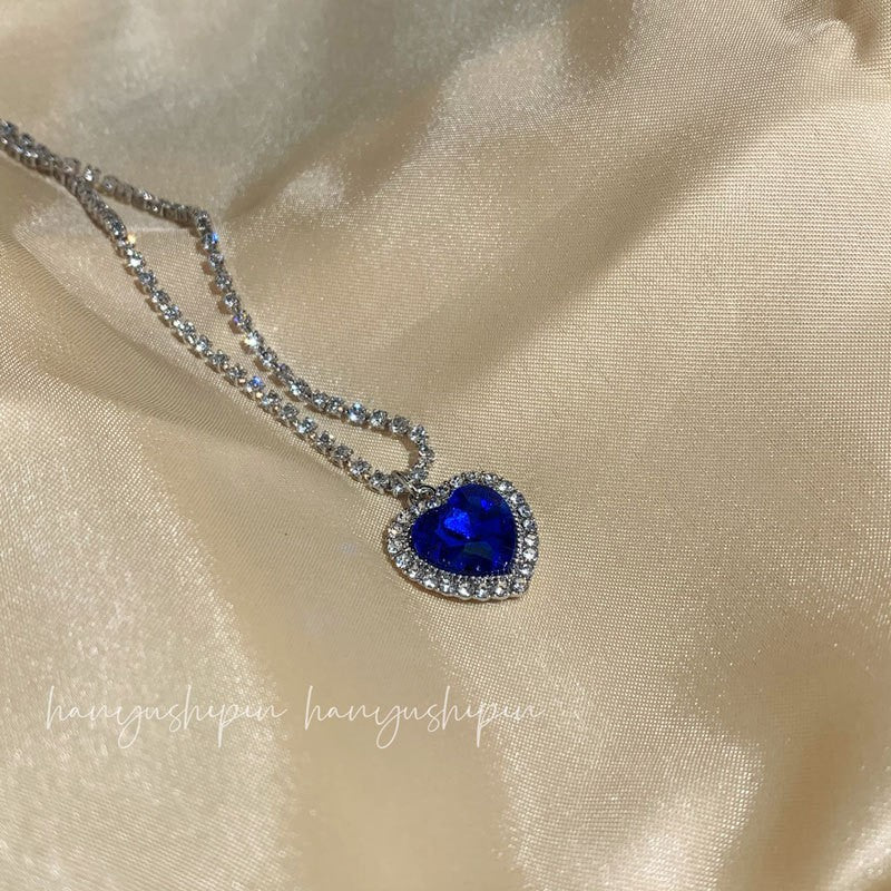 Blue Rhinestone Titanic Heart of the Ocean Pendant