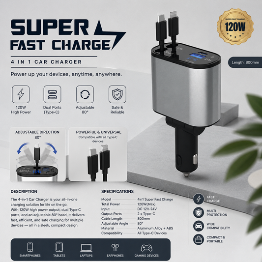 4 IN 1 CAR CHARGER