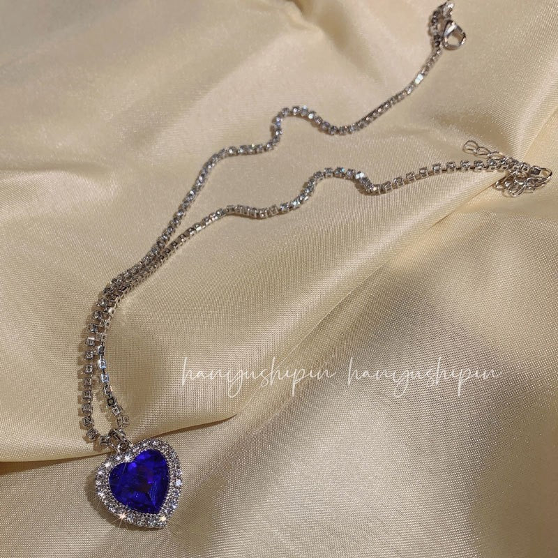 Blue Rhinestone Titanic Heart of the Ocean Pendant