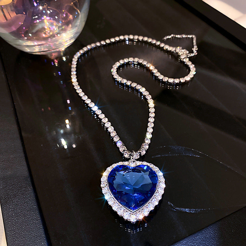 Blue Rhinestone Titanic Heart of the Ocean Pendant