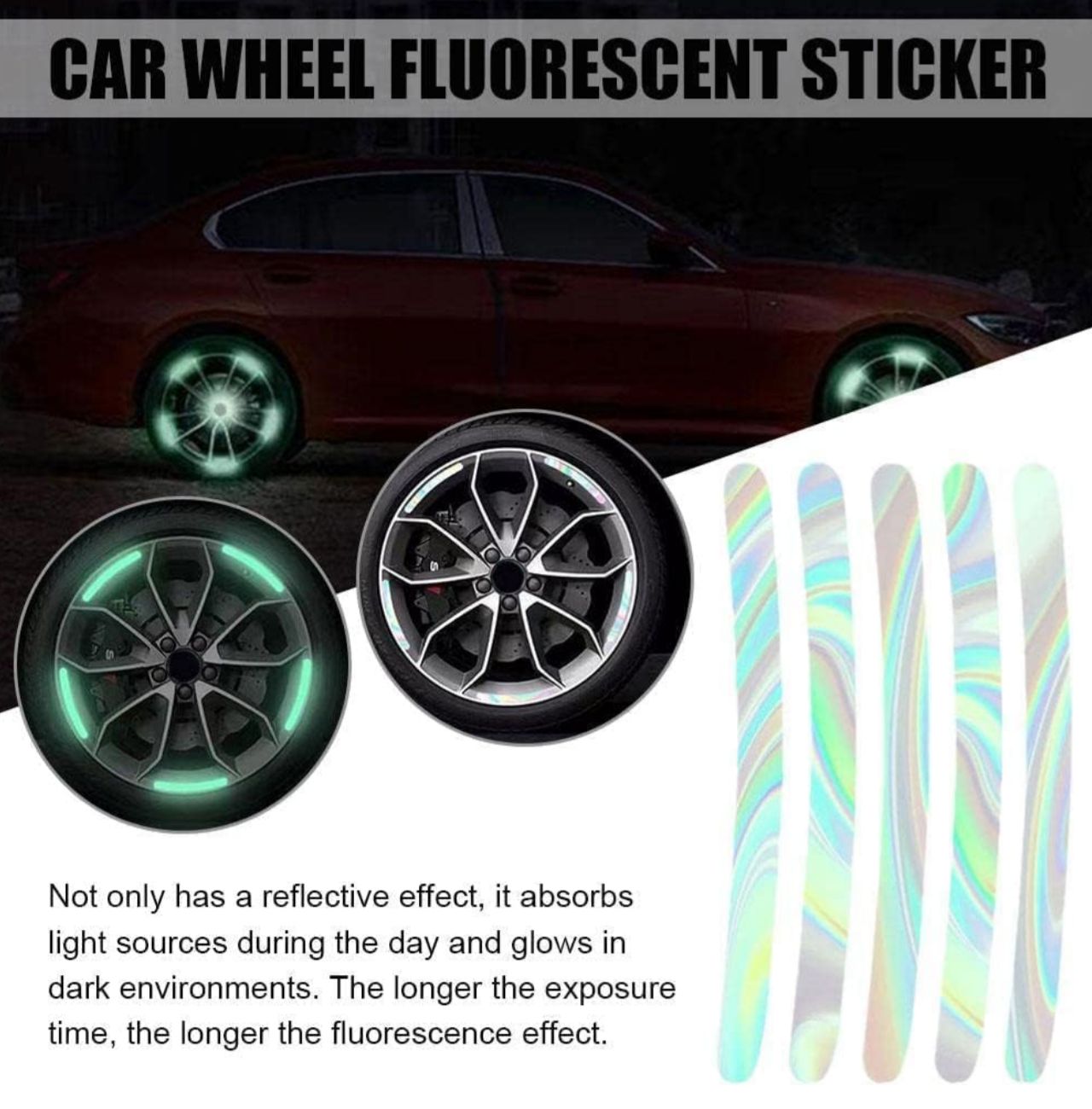 3D LIGHT REFECTING CAR RIM STICKERS