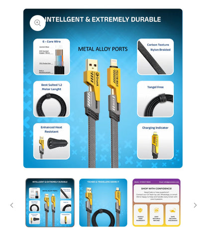 4 in 1 MOBILE PHONE DATA CABLE