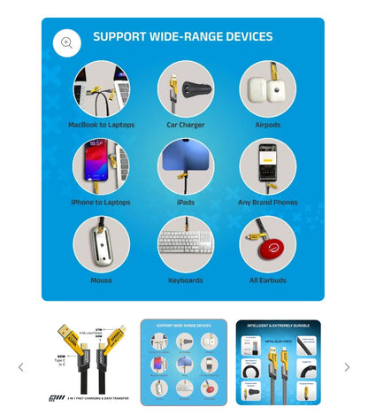 4 in 1 MOBILE PHONE DATA CABLE