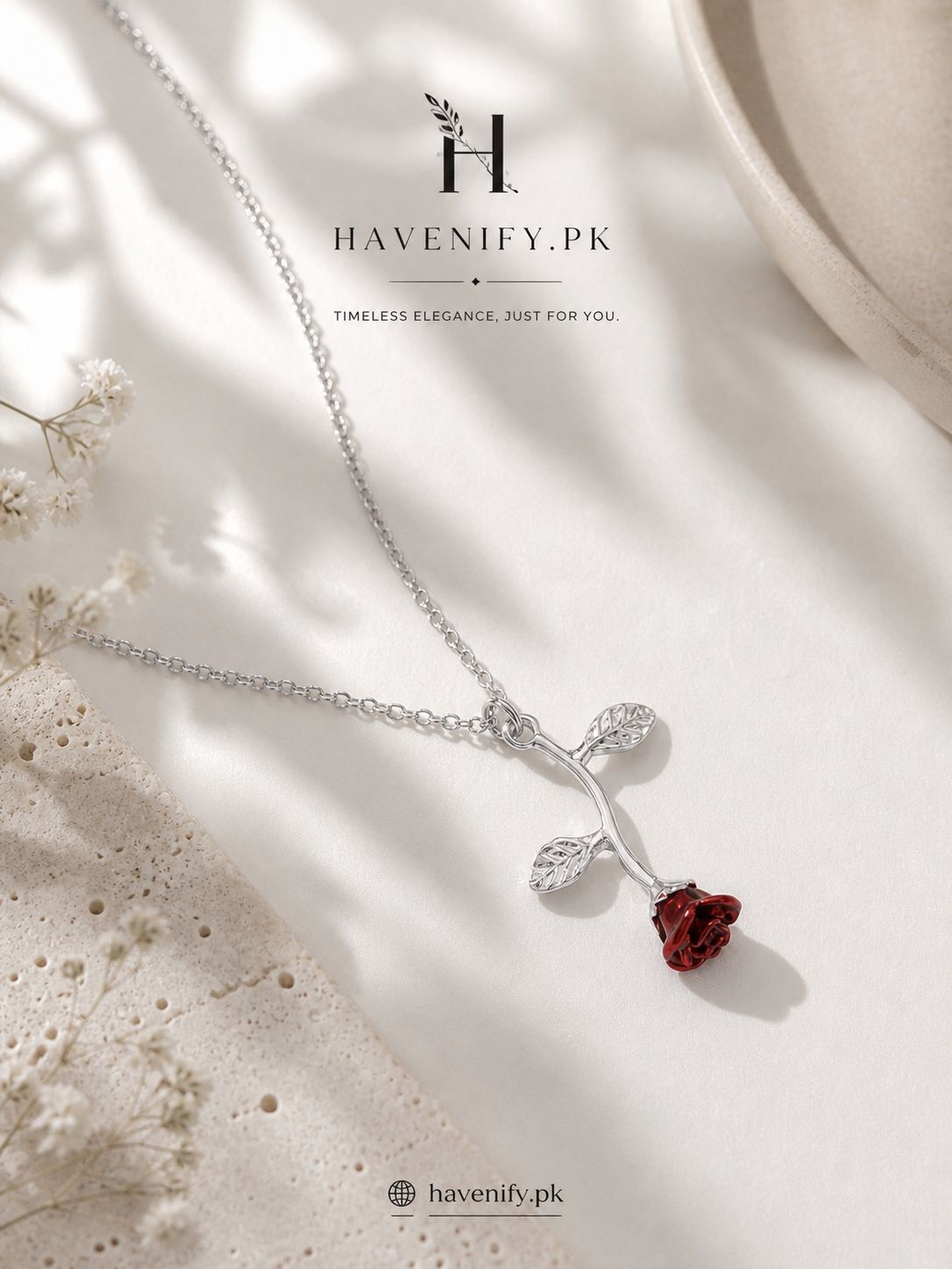 ELEGANT ROSE FLOWER PENDANT