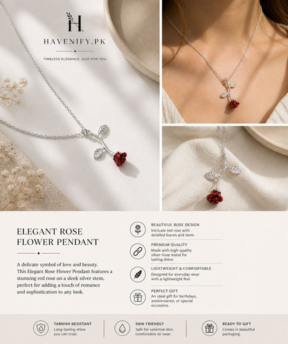 ELEGANT ROSE FLOWER PENDANT