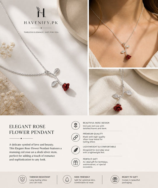 ELEGANT ROSE FLOWER PENDANT