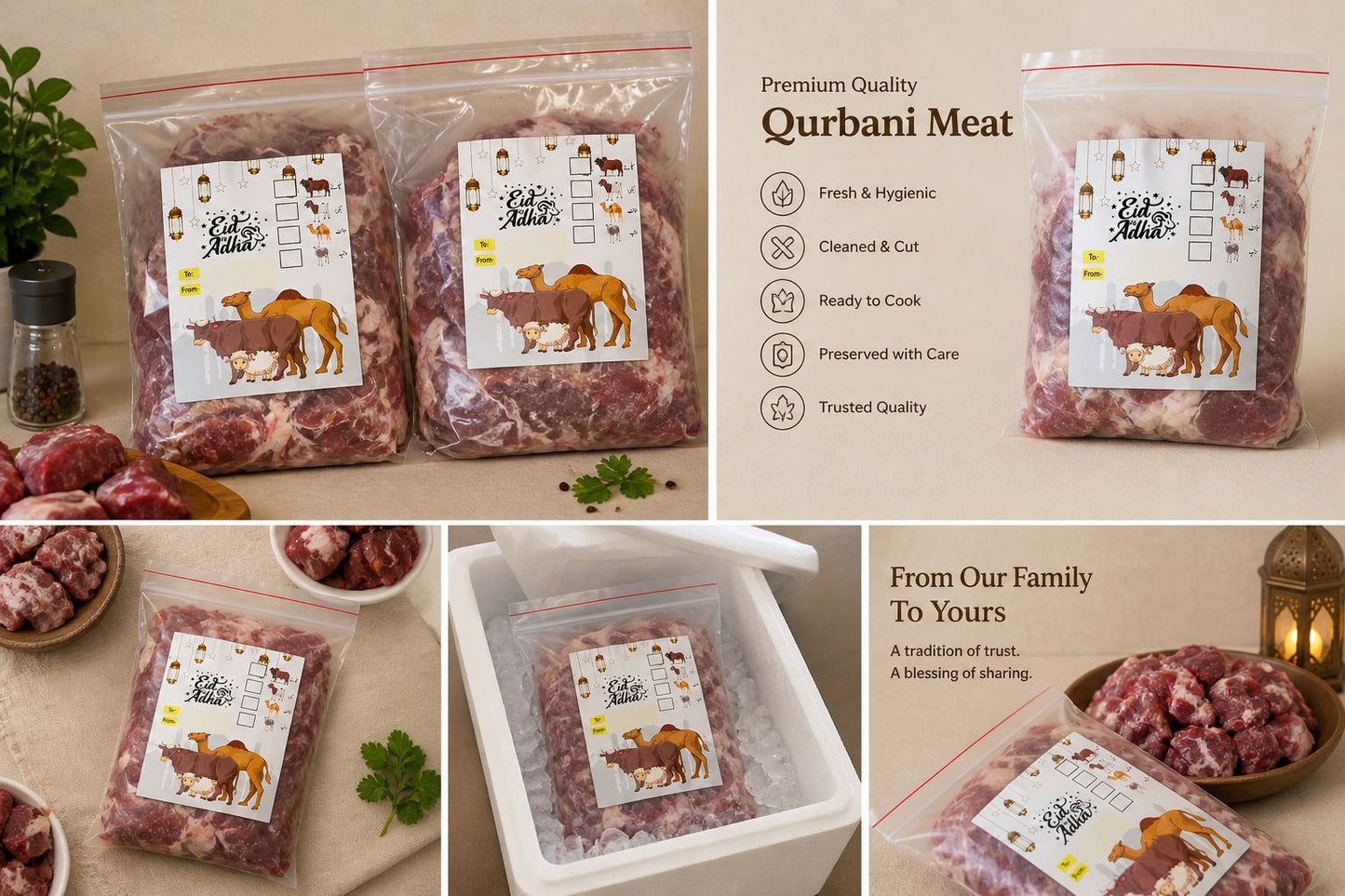 EID UL ADHA MEAT STICKERS AND BAGS
