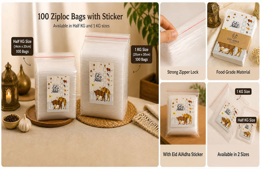 EID UL ADHA MEAT STICKERS AND BAGS